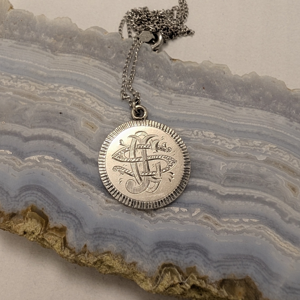 VINTAGE Love Token Coin Necklace 1876 Seated Liberty Sterling Silver Pendent - Picture 9 of 10